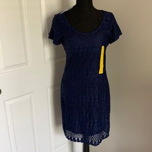 NWT Tiana B Blue Navy Laced Dress. Size M